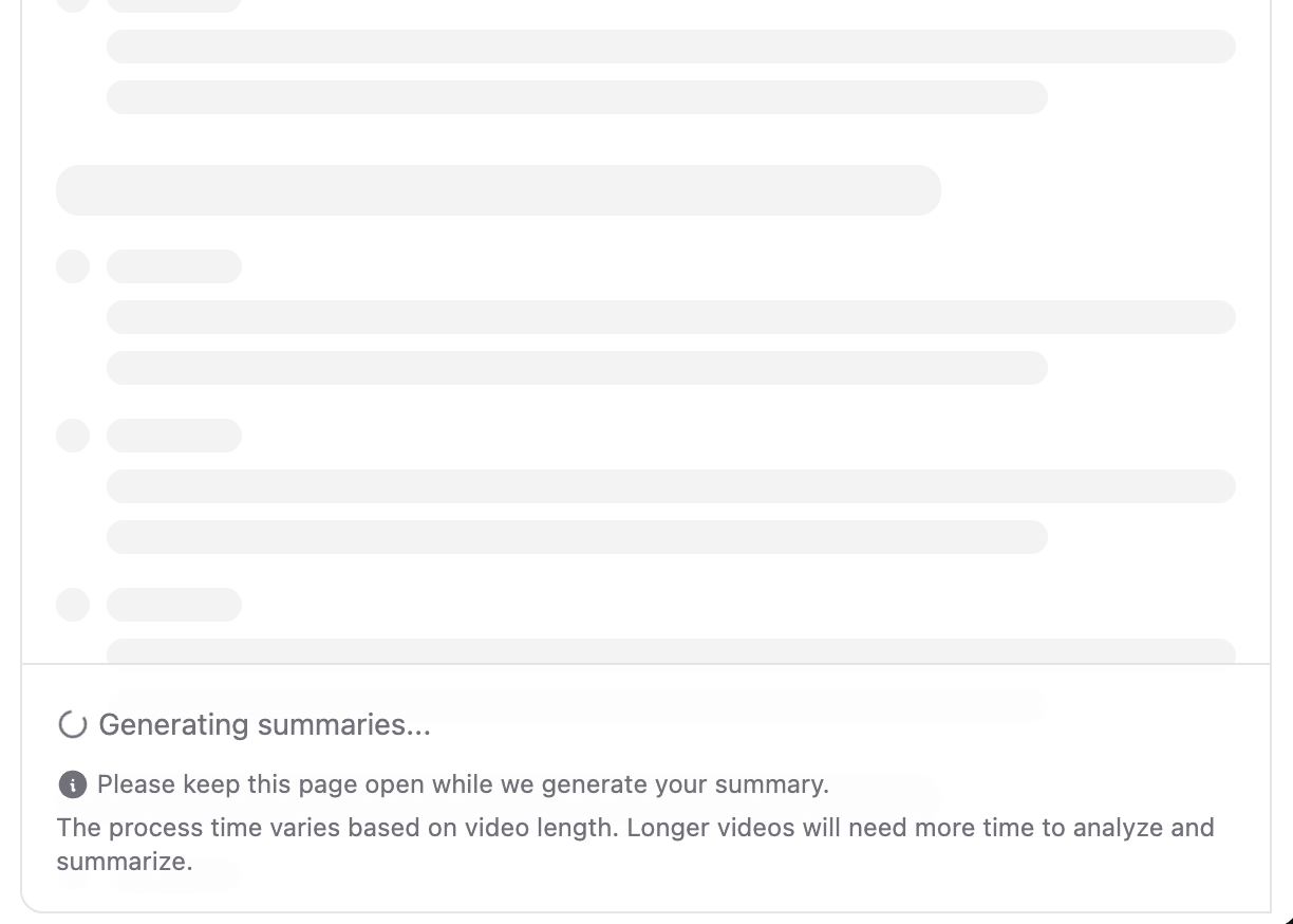 A screenshot of the ChatTube app that shows how fast and straightforward it is to summarize a video.
